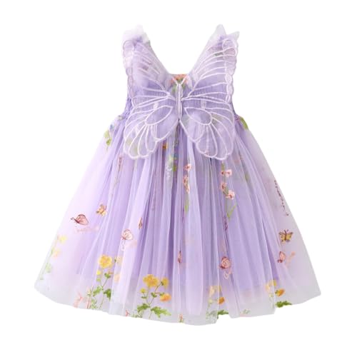 Robe de princesse sans manches pour fille WWricotta avec broderie papillons