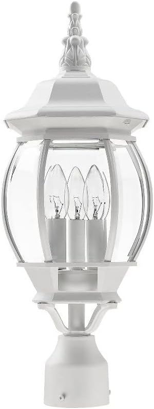 Livex Lighting 7526-14 Frontenac Traditional 3-Light Outdoor Post Top Light with Clear Beveled Glass Shades, 22" x 8" x 22", Black