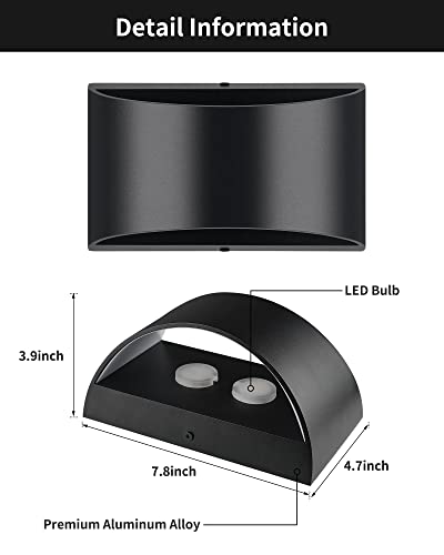 Okeli Modern Led Wall Sconce, 12W Indoor Hallway Wall Light Fixtures, Black Aluminum Up And Down Wall Mount Lighting Lamp For Bedroom, Living Room, Stairwell, Stairway, 3000K, Warm Light #TOP1