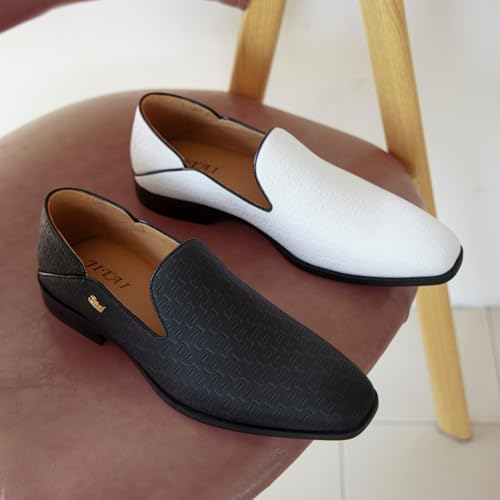 Image of JITAI Men's Dress Shoes - Casual Rubber & Leather Loafers for Men - Fashion Business Formal Wear