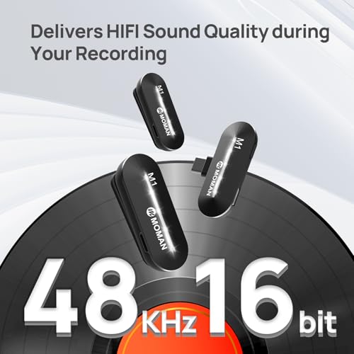 Moman Kabelloses Lavalier Microphone, CP1X(C) 2.4GHz【Type-C&USB】 2TX&1RX Ansteckmikrofon für Android Phones Tablet Vlog Live-Streaming Tiktok,Drahtloses-Lavalier-Mikrofon-Funkmikrofon-Smartphone