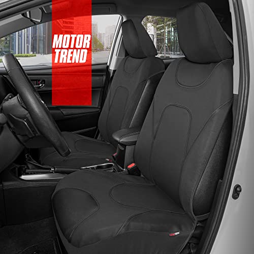 Image of Motor Trend Waterproof Car Seat Covers Full Set - Black Seat Covers for Car Front & 60 /40 Split Back Bench - Carseat Cover for Trucks, SUV, Vans - Universal Fit for Most Regular Size Vehicles