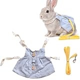 LOMSUXA Guinzaglio Per Coniglio Nano, imbracatura con guinzaglio, Accessori Conigli, Stoviglie Con Guinzaglio, Pettorina Regolabile, pettorina coniglio nano(Blu, M)