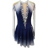 PONNYC Azul,XXL, Vestido De Patinaje Artístico para Niñas Ropa De Patinaje sobre Hielo para Competición Maillots De Gimnasia Rítmica De Alta Elasticidad Ropa Deportiva De Invierno