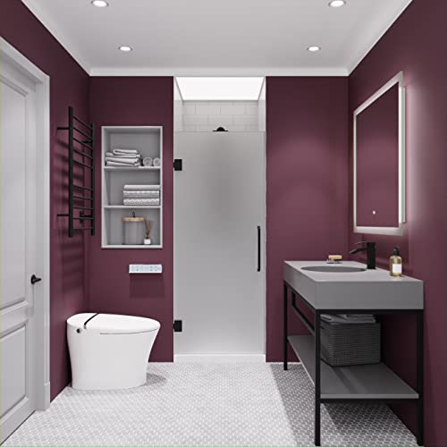 72 X 24 Inch Frameless Frosted Shower Door In Matte Black | Passion Water Repellent Glass Shower Door With Seal Strip Parts And Handle | 3/8 Inch Glass Hinged Shower Door With Handle | Sd-Az09-01Mb-F #TOP5