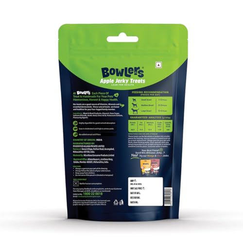 Image of Bowlers Dog Treats Apple Meat Jerky| 70g | High on Protien |Low in Fat | Grain Free | Handmade Treats