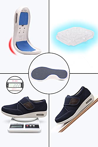 Youyun Diabetic Shoes For Men Wide Width Elderly Men's Diabetic Shoes Adjustable Closure Breathable Lightweight Non Slip Air Cushion Sneakers For Swollen Feet Edema,Blue 13.5 #TOP2