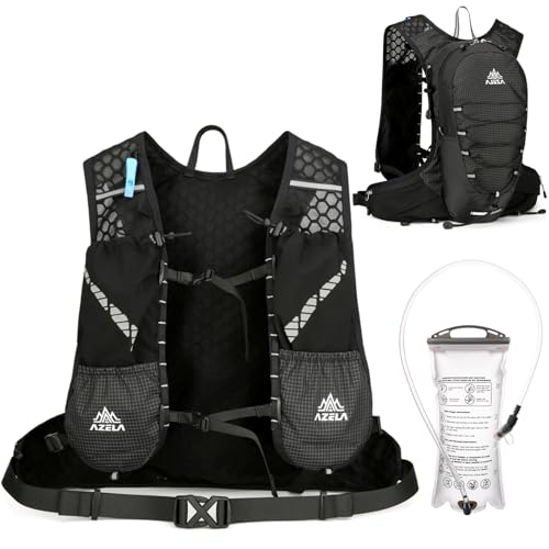 Azarxis Hiking Hydration Pack Running Backpack 18L Daypack Vest Lightweight for Women Men Cycling Biking Trail Race Rave (Black + 2L White Water Bladder)