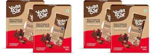 Image of Yogabar Multigrain Energy Bars - Chocolate Chunk 20 Bars - Daily Protein Snack, High Energy & Nutrition Bars - with 8g Protein & 7g Fibre - No Preservatives - Pack of 4, 10 Bars each