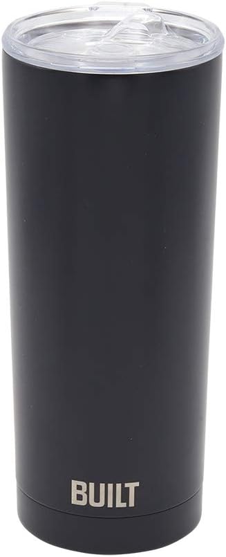 BUILT Double Walled Stainless Steel Tumbler Set with Replacement Lid, 2 Reusable Tritan Wire Straw Cleaning Brush in Gift Box, 20 Ounce, Black - Image 6
