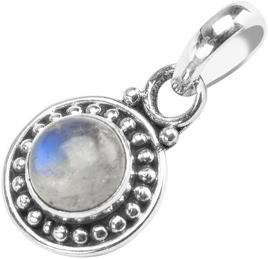 Avicrafts Gemstone 925 Sterling Silver Pendant Necklace For Women Girls- Natural Gemstone Solitaire Handmade Pendant