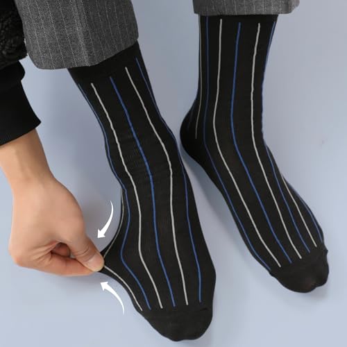 Image of BAMBOO COOL Men's Crew Socks Bamboo Viscose Breathable Rib Dress Socks For Men, Casual Lightweight Comfort 6 Pack