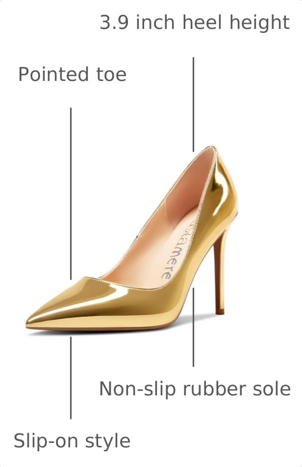 Image of Castamere Womens High Heels Pointed-Toe Slip-on Stilettos Pumps 4Inch Heel Shoes