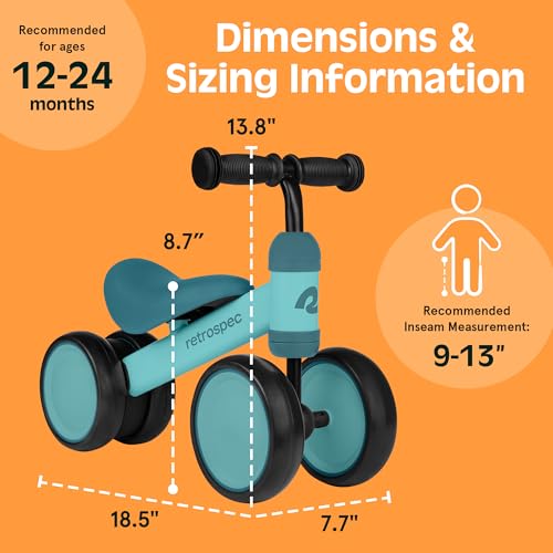 Retrospec Cricket Baby Balance Bike, 4-Wheel Ride-On Toy for Ages 12-24 Months – First Bike & Toddler Bike for 1 Year Old Boys & Girls, First Birthday Gift by Retrospec - Image 4