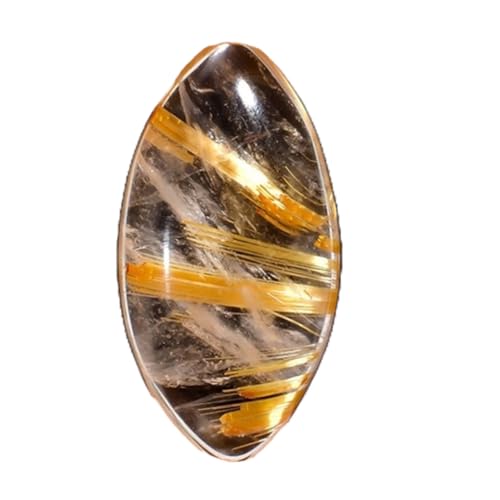 Quartz rutile doré marquise 16x8mm, pierre fine naturelle pour création de bijoux d'exception