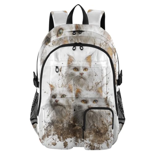 Mochila para laptop de 17.5 pulgadas con gato turco 3D escolar niña