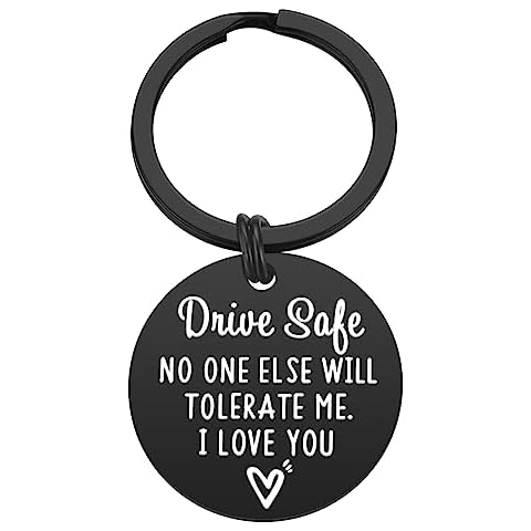 iJuqi Drive Safe Keychain Boyfriend Gifts - Valentine's Day Gifts for Him Men Funny New Driver Keyring Cute Boyfriend Husband Gifts from Girlfriend Wife Cover