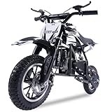 TOXOZERS Alien001 Mini Dirt Bike, 50CC 2-Stroke Kids Dirt Bike, EPA Approved Gas Powered with Front Fork and Rear Mono Shock, Up to 25 Mph, Weight Support Up to 130 LBS (Black)