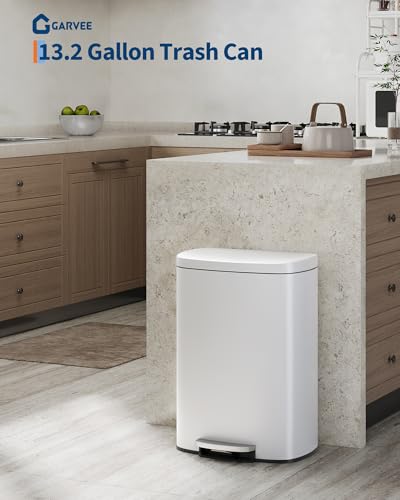 Papelera de cocina de acero inoxidable GarveeHome 13 gal blanco miniatura 2