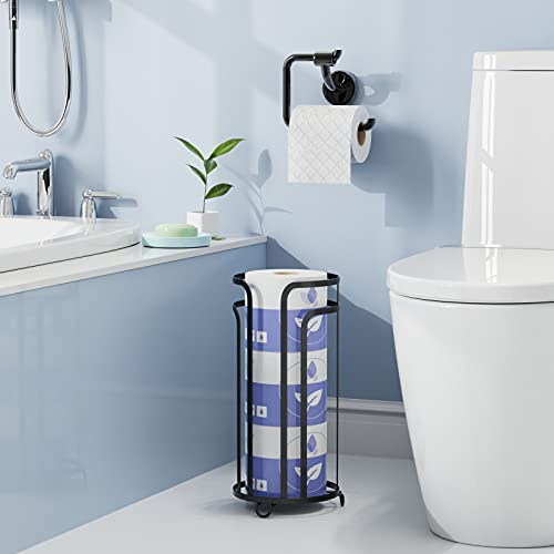 Toilet Paper Storage Holder Stand - Gslife 2 Pack Metal Free-Standing Toilet Paper Holder For 3 Rolls Of Toilet Tissue For Bathroom Organizer, Black #TOP5