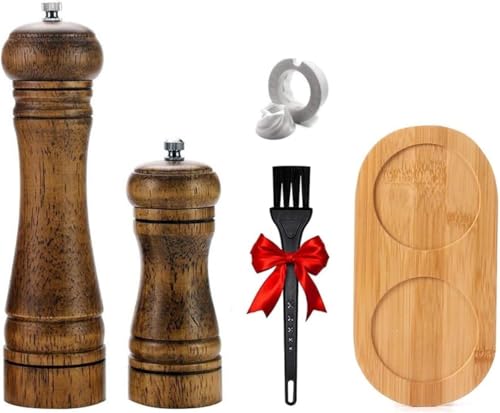 Manual Coffee and Spice Grinder,Wood Salt and Pepper Grinder Set, Pepper Mill, Salt Shakers w/Adjustable Ceramic Rotor,Oak Wood(