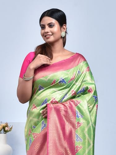 Stotra green paithani silk saree – image 6