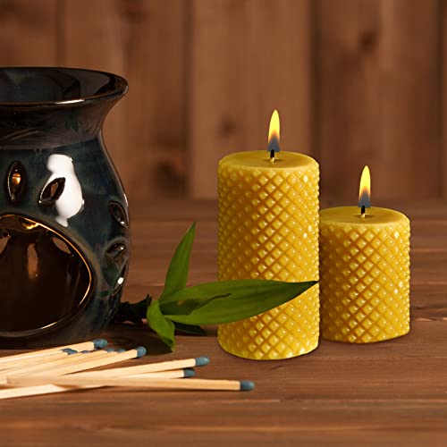 3 Pcs Diamond Pillar Candles 2 X 4 Inch Yellow 20Hours Burning Handmade Candles Dripless Pillar Candle Rustic Diamond Pillar Candles For Wedding Christmas Holidays Spa Church Home Decor #TOP3