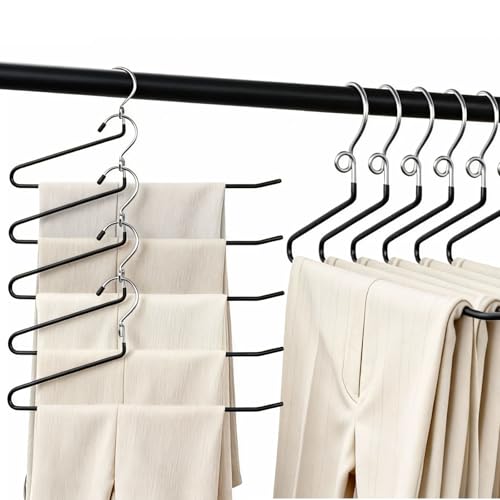 GZQXHOME Pants Hangers Space Saving - 20 Pack Non Slip Metal Hangers for Closet Multiple Layers,Open Ended Pants Hangers for Jeans Trouser Slacks (20, Black) by GZQXHOME - Used condition - US$21.24