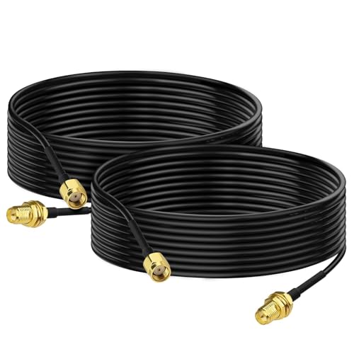 Bingfu RP-SMA WiFi Aerial Antenna Extension Cable Bulkhead Mount 3Meter Male to Female RG174 Antenna Coaxial Cable for Wireless Mini PCI Express PCIE Network Card WiFi Adapter Router IP Camera(2-Pack)