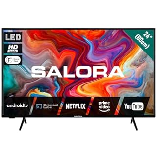 SALORA SMART24TV – Smart TV da 24 Pollici con Android – Display LED, HD Ready, Chromecast Integrato, Dolby Audio, Wi-Fi, Bluetooth, 3x HDMI – TV Compatta Ideale per Casa o Cucina