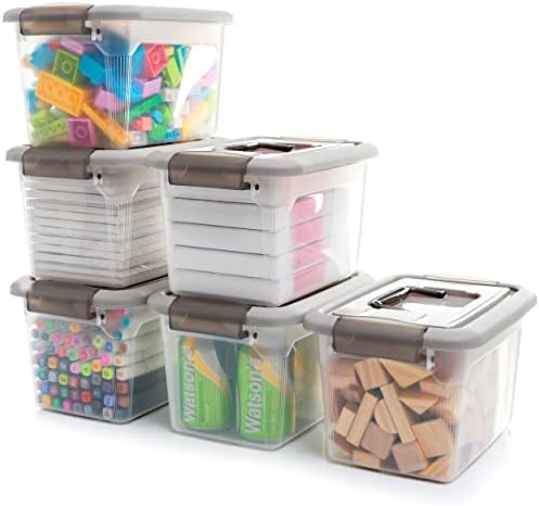 Citylife 4 Packs 8L Storage Boxes with Lids Clear Plastic Storage Box with Handle Stackable Storage Boxes, 31.5 * 22.5 * 19.5cm