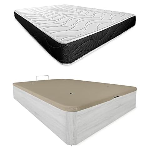Somnia Descanso - Pack Colchón Viscoelástico Bombay Reversible Grosor 23cm + Canapé Madera Abatible Gran Capacidad Cover