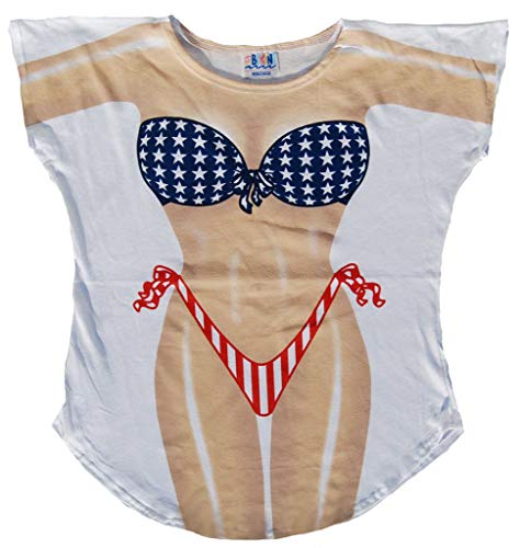 Stars & Stripes Bikini Cover-Up T-Shirt Size M/L