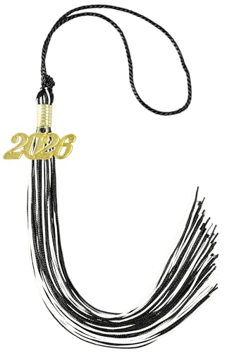 Image of Black and White Graduation Tassel 2026 for Grad Cap and Graduation Ceremony Accessory Decoration