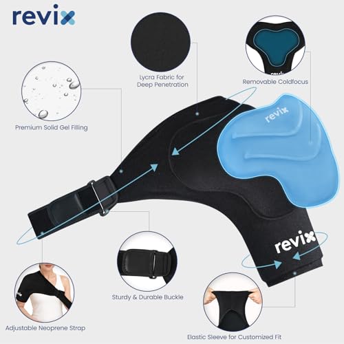 REVIX Shoulder Ice Pack Wrap for Rotator Cuff and Arm, Reusable Gel Cold Wrap with Extra Removable Coldfocus, Soothing Discomfort & Fatigue, 30-Minute Long-Lasting Cold, Flexible Fit for Men & Women - Thumbnail 4