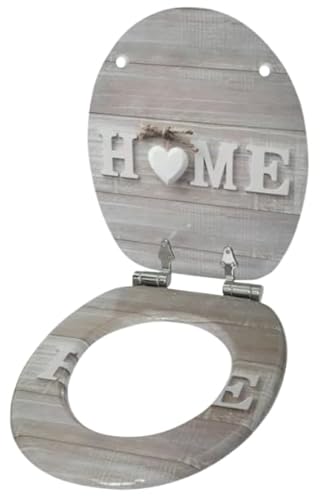 Home Design MDF Toilet Seat Novelty Printed All Sides, Luxury Look, Stainless Steel Hinges, Universal Easy Fit, Durable Wooden Effect Loo Seat with Fittings