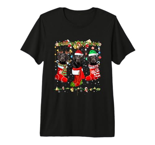 Black Lab Labrador Christmas Socks Funny Xmas Pajama Dog Premium T-Shirt
