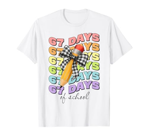 67 Meme 67th Day of School Teacher Kids Funny Six Seven Bow T-Shirt