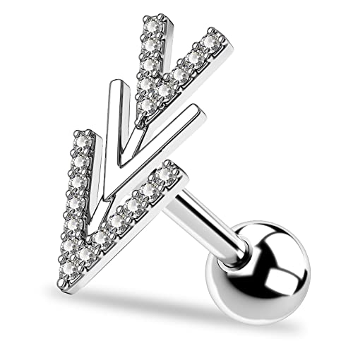 Melighting Tragus Piercing Jewelry 16G Stud Earrings for Women Arrow Helix Earring Surgical Steel 316L Clear CZ Cartilage Earrings Piercing Jewelry