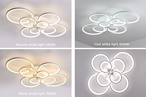Control creativo moderno con plafón de techo LED de 4 anillos sin parpadeos 6