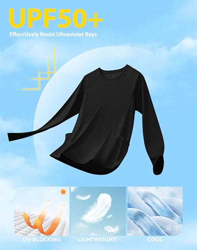 Viodia Rash Guard for Women UPF 50+ SPF UV Long Sleeve Shirts Sun Protection Dri Fit Hiking Swim Shirt with Pockets Black XXL — view 3