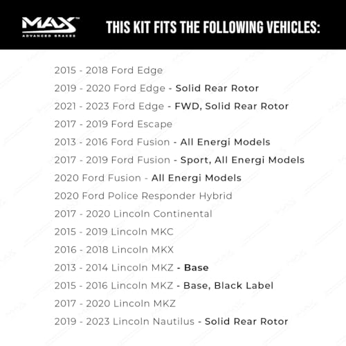 Image of MAX Advanced Brakes - Rear Brake Kit For 2017-2019 Ford Escape, 2015-2023 Ford Edge, 2013-2020 Ford Fusion| Carbon Ceramic Brake and Rotor Kit| Geomet Coated Cross-Drilled Brake Rotors