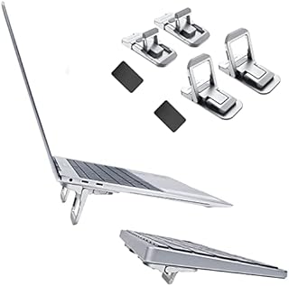 Nillkin Laptop Stand Computer Notebook Keyboard Laptop Stand - 2Pcs Portable Foldable Laptop Stand Mini Cooling, Anti-Slip Durable for Laptop, MacBook, Wireless Keyboard (Silver)