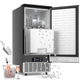Under Counter Ice Maker, 95 lbs/Day with 35 lbs Storage, Reversible Door, Built-in Commercial Ice Machine
