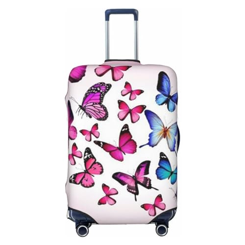 ESASAM Housse de protection élastique pour valise, accessoires de voyage, essentiels de voyage, housse de protection pour valise, housse de protection élastique pour valise, Papillons roses, L