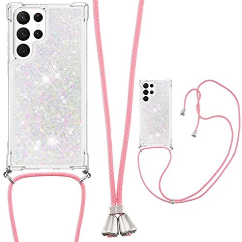 Ephoou Phone Case Compatible With Samsung Galaxy S23 Ultra,Glitter Quicksand Liquid Clear Soft Tpu Silicone With Adjustable Lanyard Neck Strap Women Case Cover For Galaxy S23 Ultra Lsgs-Colorful #TOP4