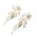DKJGH Boucles d'oreilles de mariée à fleurs blanche à la main accessoires de mariage strass femme boucle d'oreille bijoux
