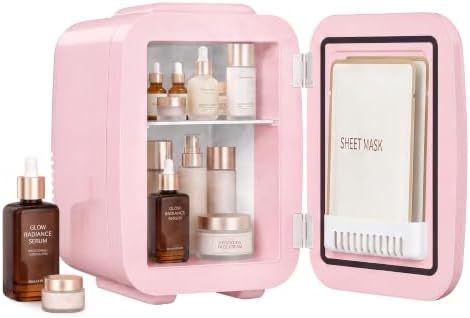 SONGMICS Mini Kühlschrank, 4 L, Kühl- und Heizfunktion | Tragbarer Kühlschrank, 220V AC/ 12V DC Thermoelektrische Kühlung und Erwärmung, Rosa ERF001S101