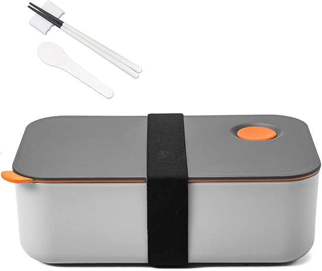 NA Lunch Box 1000ML 2 Compartments Premium bento Lunch Box Hermetic Food Box Lunch Boxes for Kids Adults Work School Suitable for Microwave (Orange)