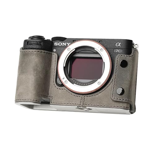 JISYIWOW SONY A7CR A7C2�K�p�{�f�B�[�n�[�t�P�[�X �J�����P�[�X�d�r�����ł� �O�r�ݒu�ł� �g�ь^ �O�r�l�W���t�� (�O���[)